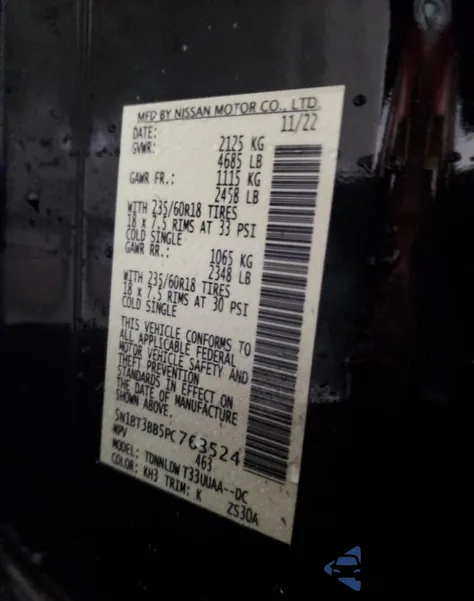 2023 Nissan Rogue Sv из США, поврежденный, VIN 5N1BT3BB5PC763524